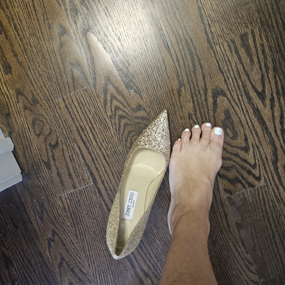 Jimmy Choo Women's Abel Gold Glitter Fabric - Picture 9 of 11